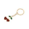 Vintage Alloy Cherry Keychain Glossy Red Heart Charm