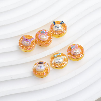 Plating Sanri Waffle Biscuit Resin Beads 13mm Glossy Gold 20pcs 2