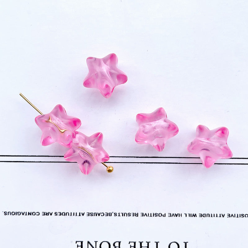 Transparent Star Acrylic Beads 11mm Chunky Pastel Mixed Colors 60pcs 6