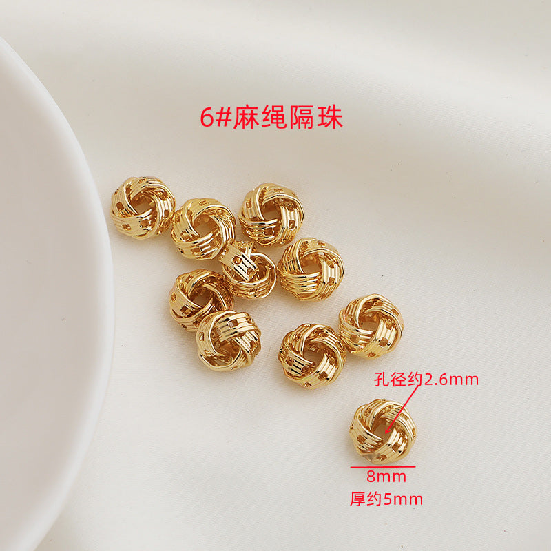 Brass Rope-Shaped Spacer Beads Coarse Texture 20pcs 11