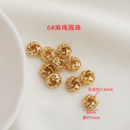 Brass Rope-Shaped Spacer Beads Coarse Texture 20pcs 11