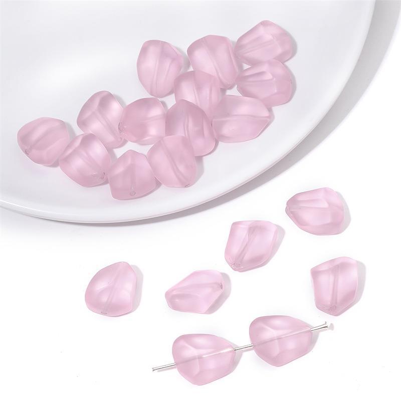 Frosted Irregular Cut Flat Stone Glass Beads 12x15mm Multicolor 10pcs 14
