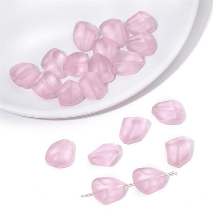 Frosted Irregular Cut Flat Stone Glass Beads 12x15mm Multicolor 10pcs 14