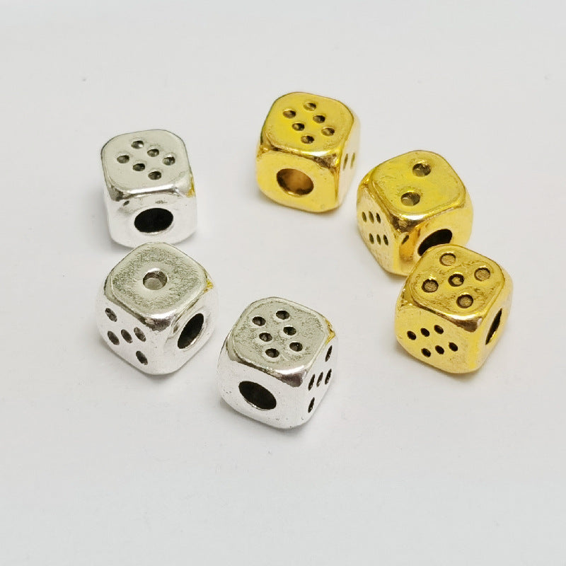 Square Metal Beads 7mm Rounded-angle Dice Gold and Silver Tone 40pcs 2