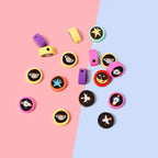 Flat Clay Beads 9mm Planet Series Colorful Space Designs 100pcs 3