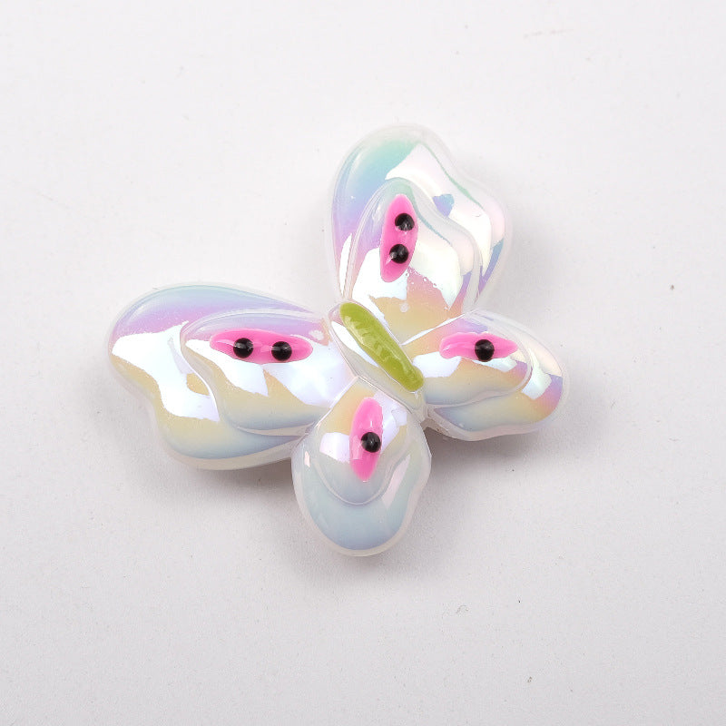 Colorful Plating Butterfly Acrylic Beads 29mm Mixed Smooth Faceted 10pcs 10