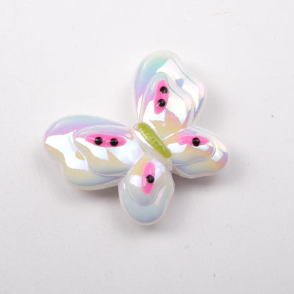 Colorful Plating Butterfly Acrylic Beads 29mm Mixed Smooth Faceted 10pcs 10