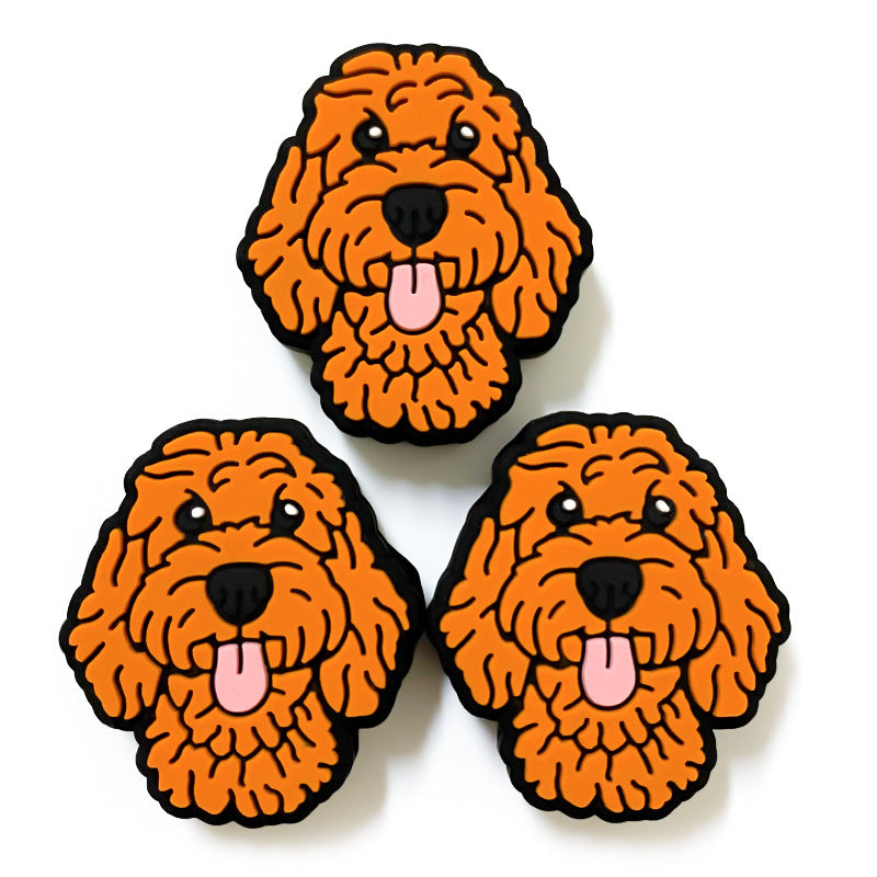 Silicone Focal Beads Teddy Dog Tongue Out Orange 20pcs 3