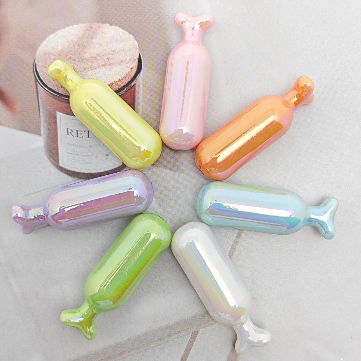 UV Plating Wishing Bottle Acrylic Beads 40*13mm Glossy Pastel 50pcs 4