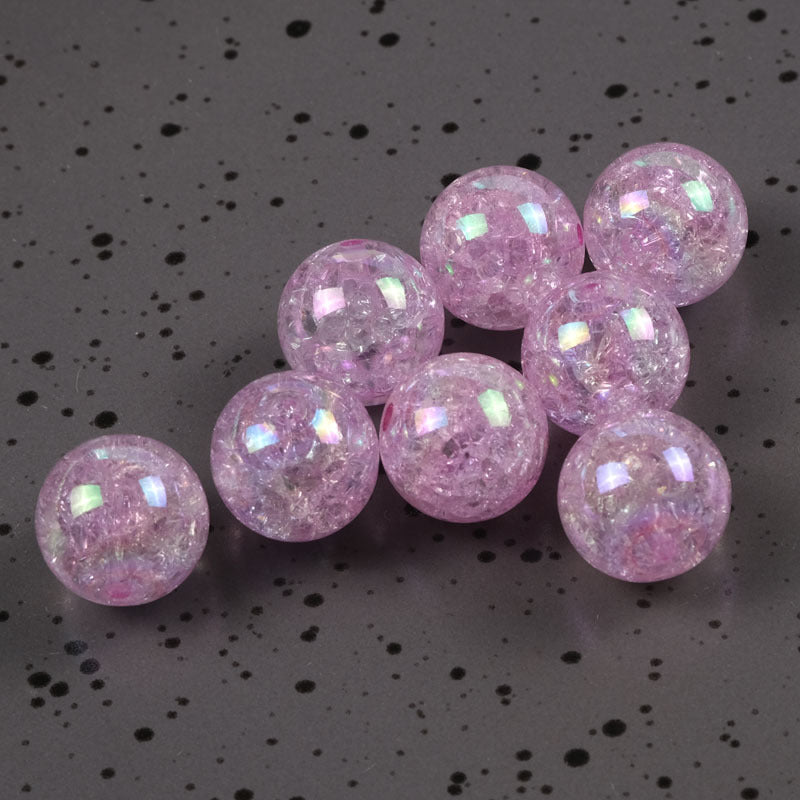 Plating Round Acrylic Beads 16mm AB Colored Crackle 100pcs 13