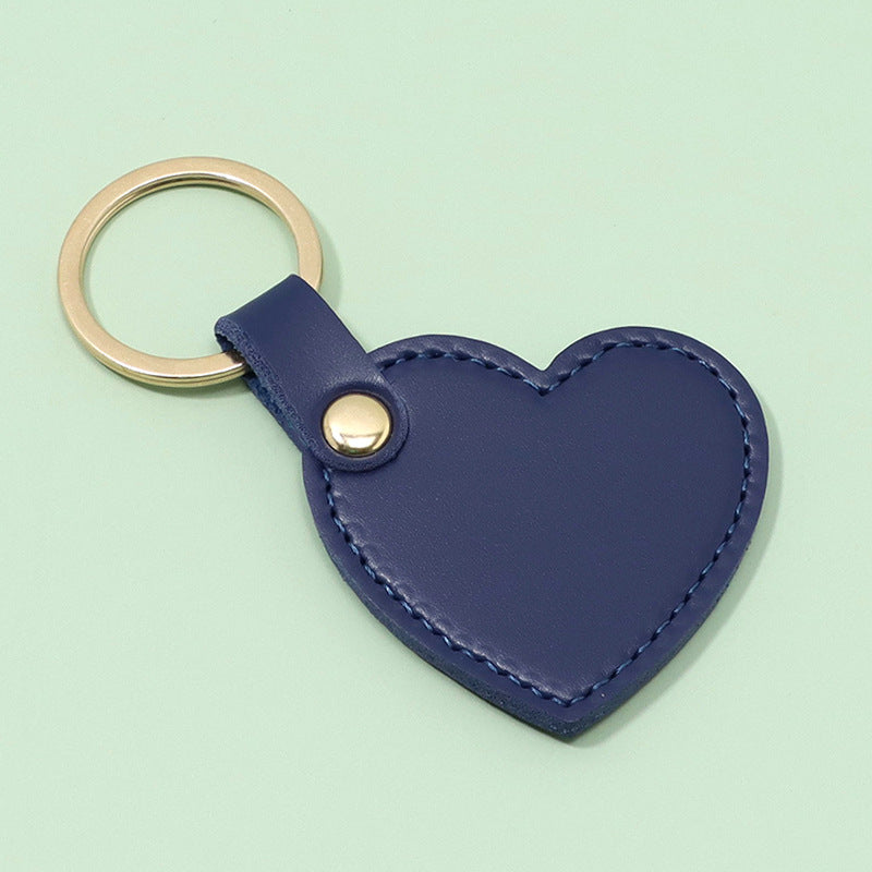 Leather Heart Shaped Keychain Soft Pastel Colors Stylish 9