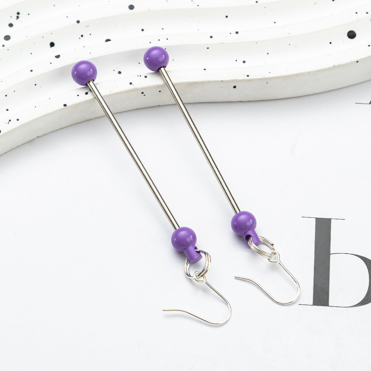Beadable Earrings Metal Colorful Bar 7.8cm 4.4g Wholesale 17