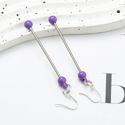 Beadable Earrings Metal Colorful Bar 7.8cm 4.4g Wholesale 17