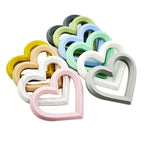 Heart 80mm Silicone Beads Solid Colors Matte Finish 3pcs