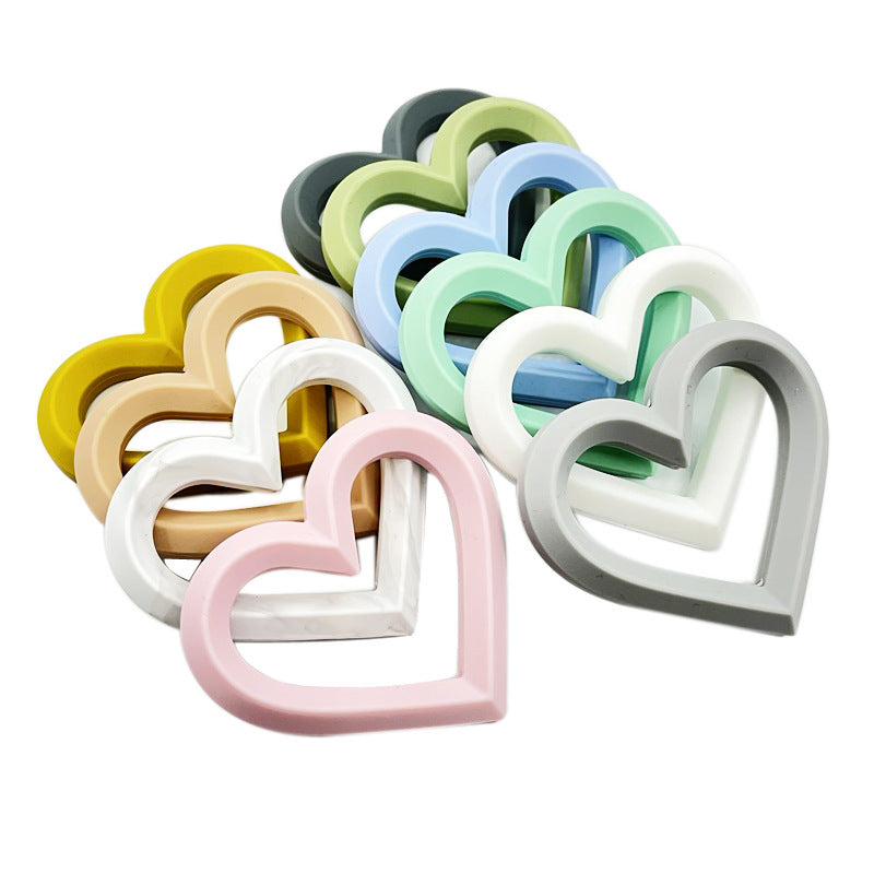 Heart 80mm Silicone Beads Solid Colors Matte Finish 3pcs