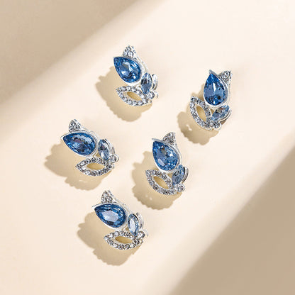 Enchanted Tulip Rhinestone Beads 20mm Alloy Floral Pave 5pcs 6