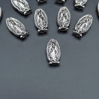 Virgin Mary Metal Beads 13mm 19mm Detailed Silver Tone 100pcs