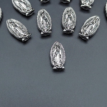 Virgin Mary Metal Beads 13mm 19mm Detailed Silver Tone 100pcs