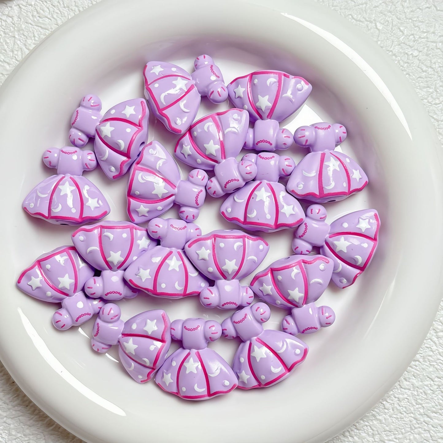 Painted Dress Acrylic Beads 26mm Colorful Assorted 5pcs 11