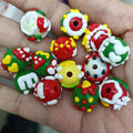 Hand Painted Round Acrylic Beads 16mm Christmas Theme 100pcs