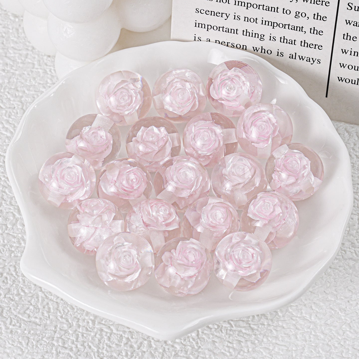 Blooming Flower Resin Beads 16mm Round Colorful 20pcs 12
