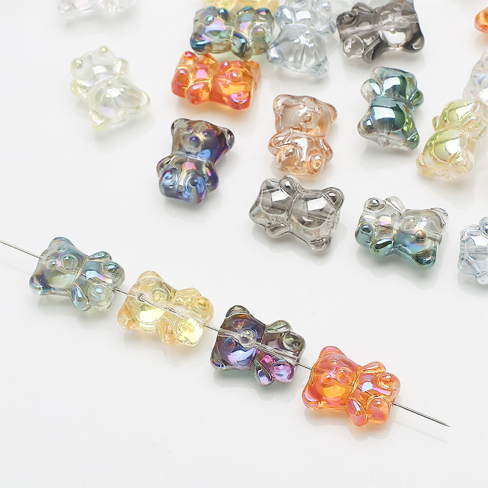 Electroplated Bear Glass Beads 12mm 14mm Mixed Metallic Colors 20pcs 3