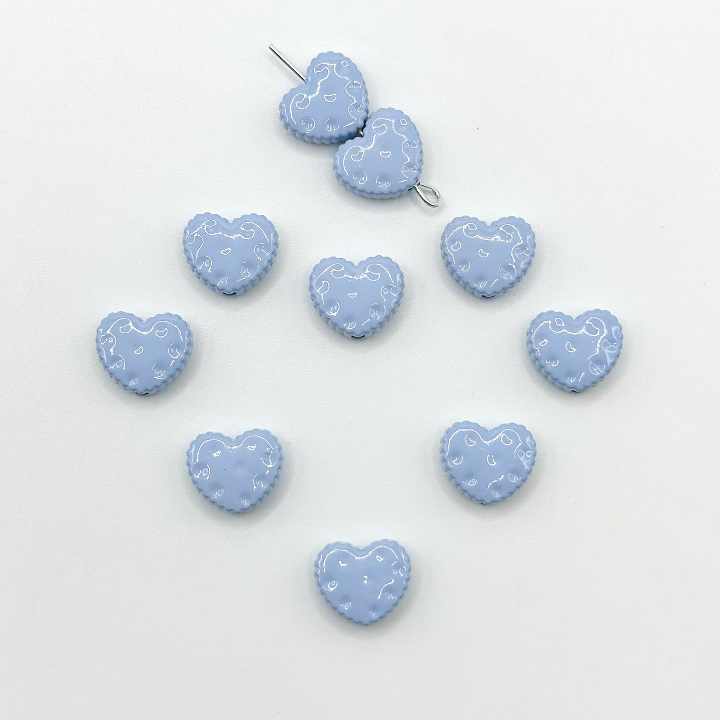Heart Metal Beads 12mm Baking Painted Biscuit Style 20pcs 12