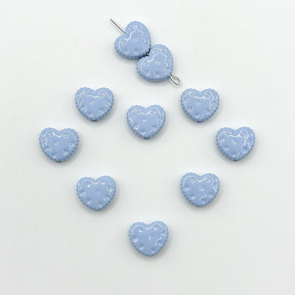 Heart Metal Beads 12mm Baking Painted Biscuit Style 20pcs 12