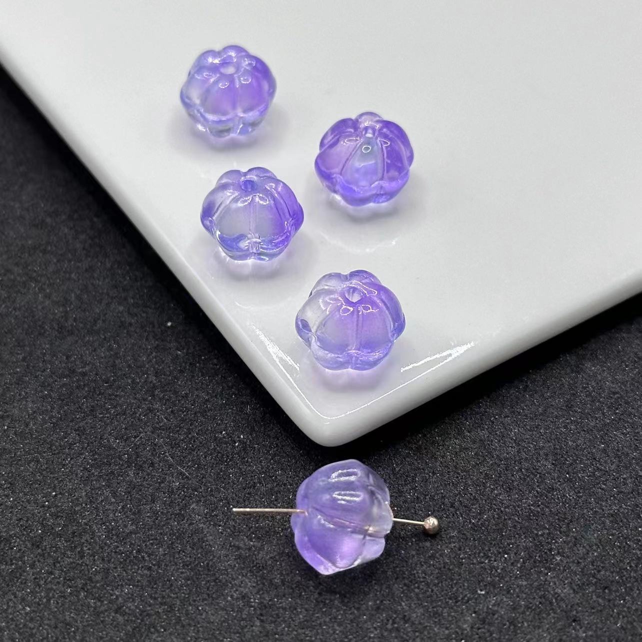 Czech Glass Beads Pumpkin 12mm Translucent Amber 100pcs 4