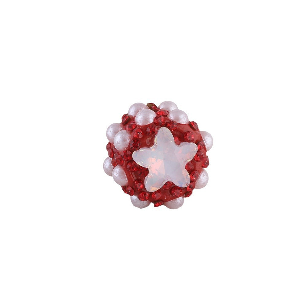Embellished Star Clay Beads 18mm Pearl Rhinestone Bubblegum 10pcs 5