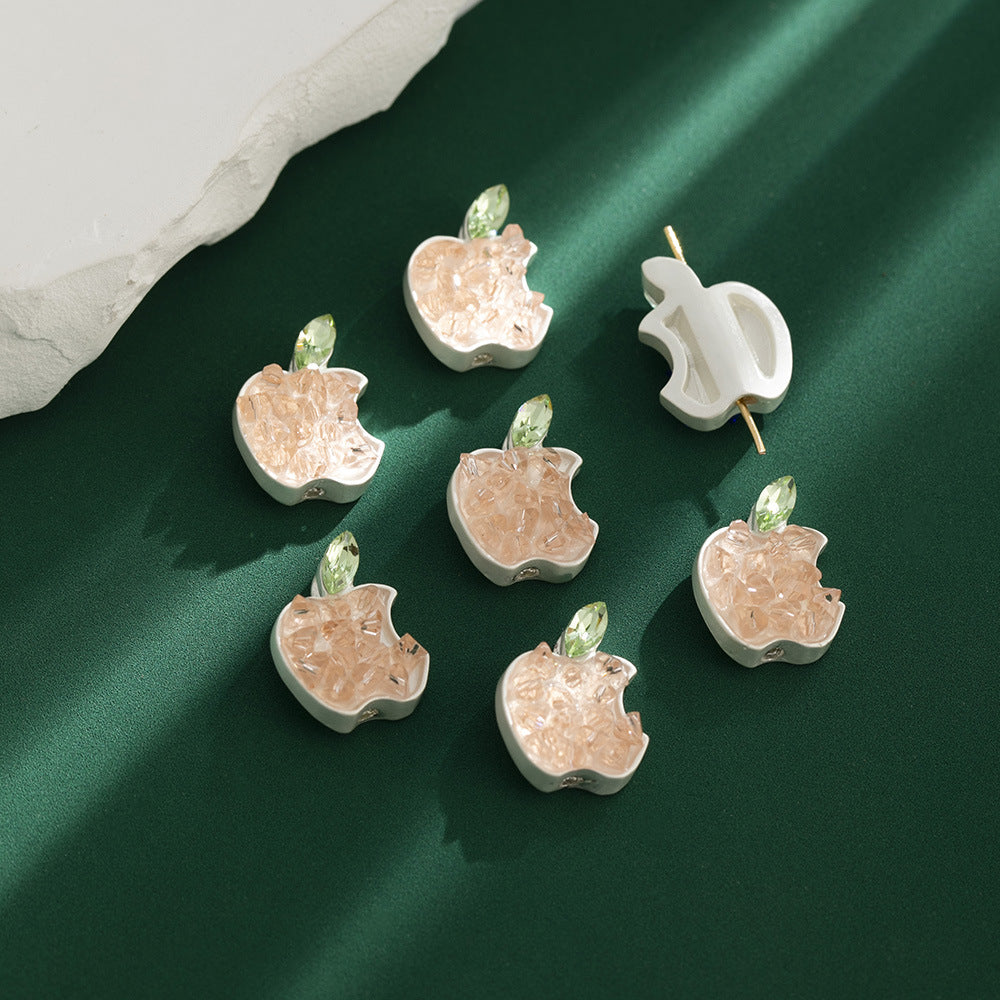 Apple Rhinestone Beads 17mm Colorful Pave Alloy 10pcs 11