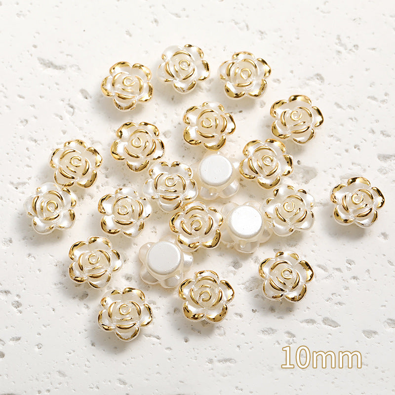 Pearl Imitation Camellia Acrylic Beads 10-18mm ABS Plastic 50pcs 12