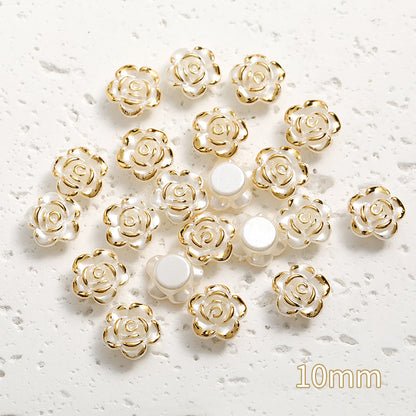 Pearl Imitation Camellia Acrylic Beads 10-18mm ABS Plastic 50pcs 12