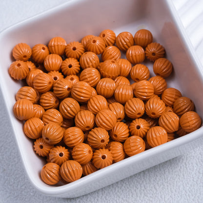 Painted Pumpkin Acrylic Beads 9mm Striped Bright Colors 100pcs 14