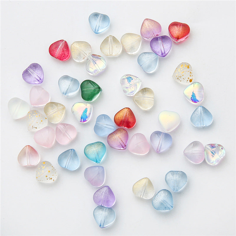 Heart Shape Glass Beads 8mm Frosted Iridescent Pastel 20pcs 4
