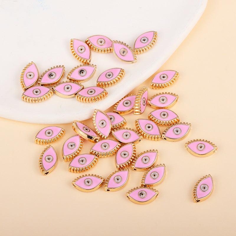 Irregular Shaped Metal Beads Double-Sided Enamel Evil Eye 20pcs 28