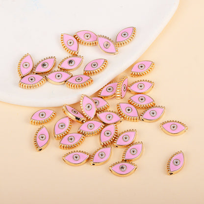 Irregular Shaped Metal Beads Double-Sided Enamel Evil Eye 20pcs 28