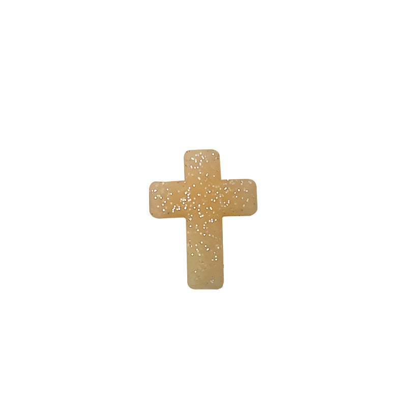 Silicone Focal Beads Cross Matte Speckled Glow in the Dark 20pcs 21