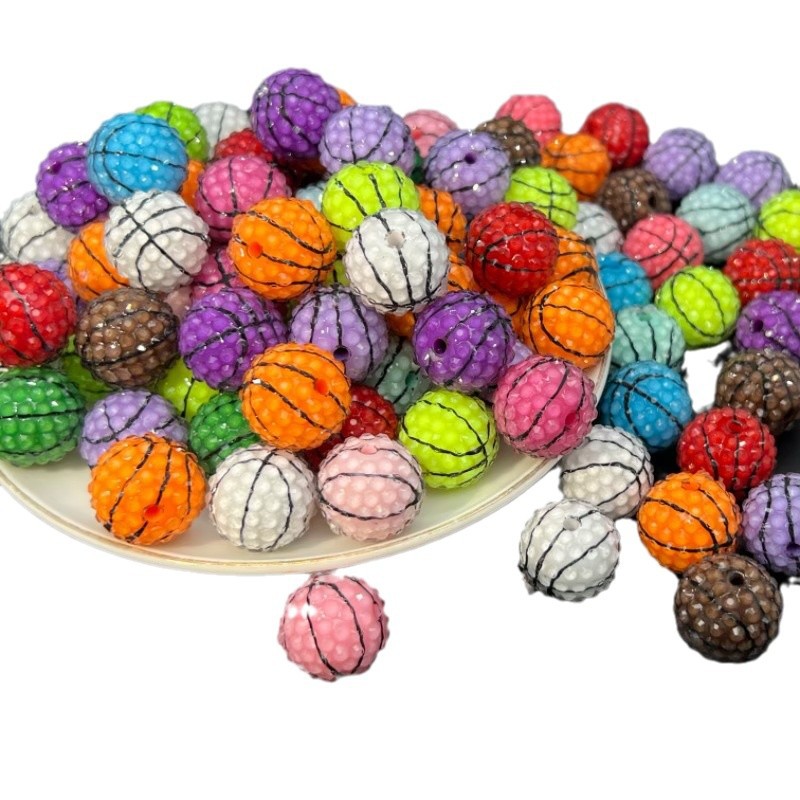 Sports Bubblegum Beads 20mm Basketball Pattern Acrylic 25pcs 5