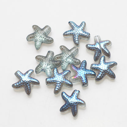 Electroplated Starfish Glass Beads 13-14mm Transparent 30pcs 8