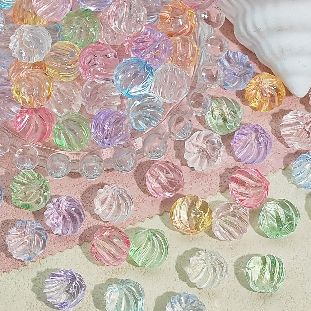 Swirl Striped Round Glass Beads 13mm Pastel Mixed Colors 50pcs