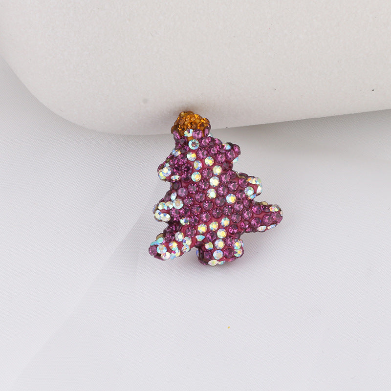 Polymer Clay Christmas Tree Rhinestone Beads 27mm Pre-Lit 2pcs 8