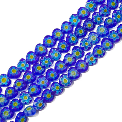 Millefiori Flower Glass Beads 8mm Colored Heart Shape 20pcs 10