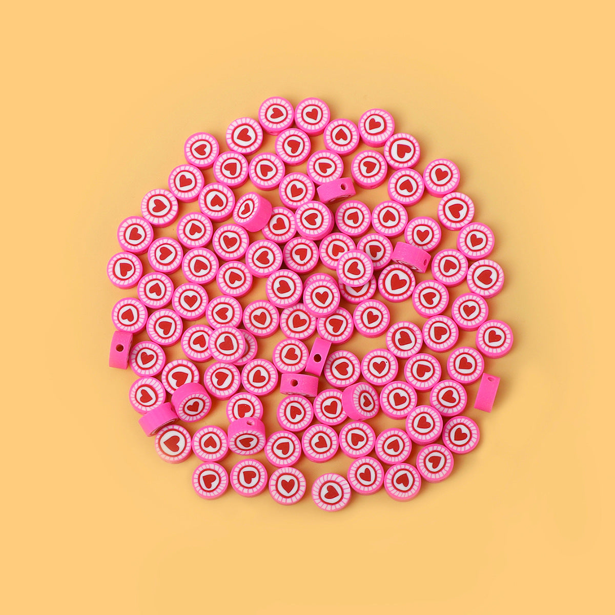 Flat Clay Beads 9mm Love Color Spot Polymer 100pcs 7