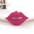 Rhinestone Lip Keychain Crystal Encrusted Gold Hardware Metal 3