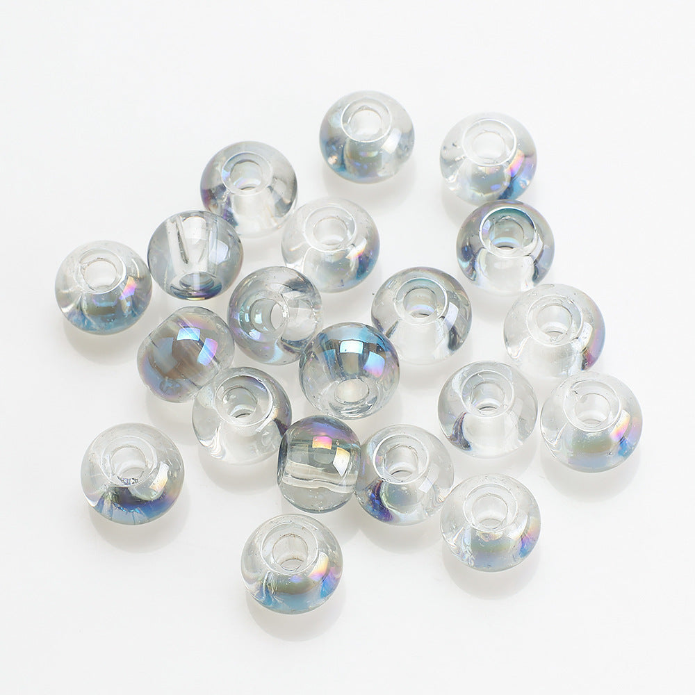 Electroplated Glass Beads 8 10mm Large Hole Rainbow Finish 50pcs 7