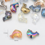 Plating 3D Dolphin Glass Beads 11x16mm Iridescent Colors 30pcs 2