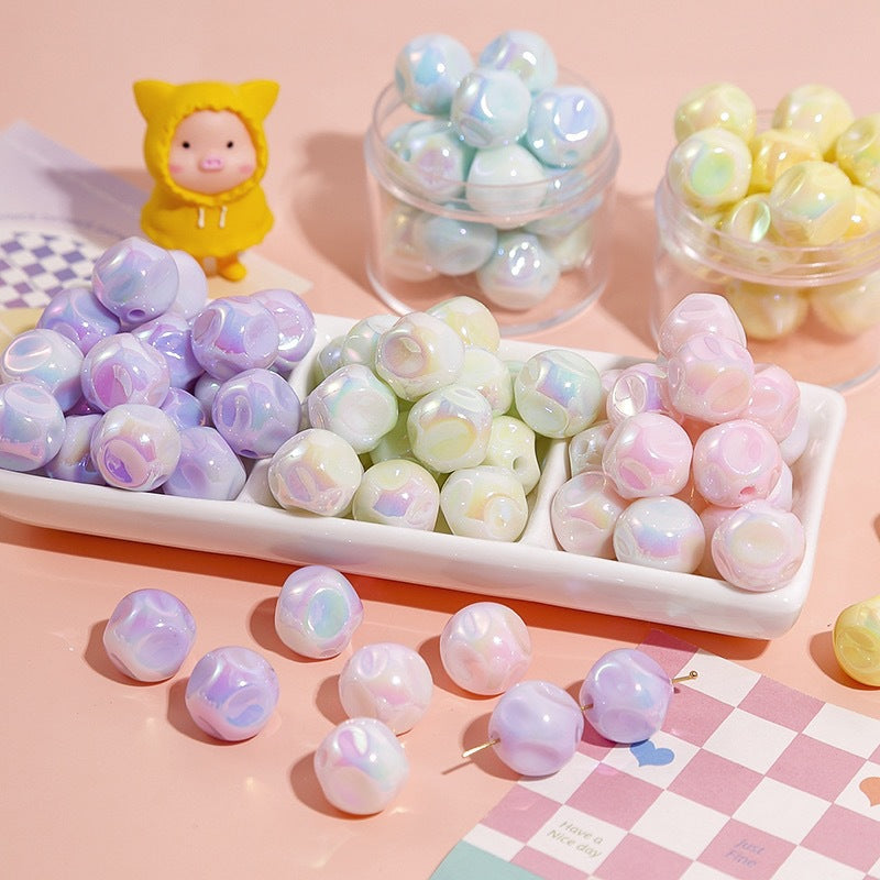 Glow Fig Acrylic Beads 16mm Cream Color Pastel Iridescent 10pcs 3
