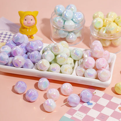 Glow Fig Acrylic Beads 16mm Cream Color Pastel Iridescent 10pcs 3