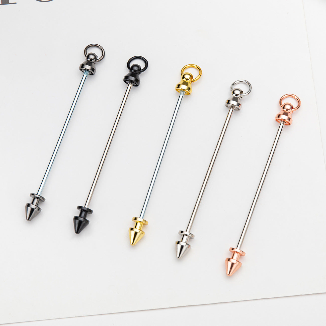 Beadable Metal Bullet Stud Rod Double Head Screw Industrial Style